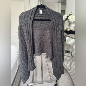 BCBG Dark Gray Cable Knit Cardigan Sweater XS or Small